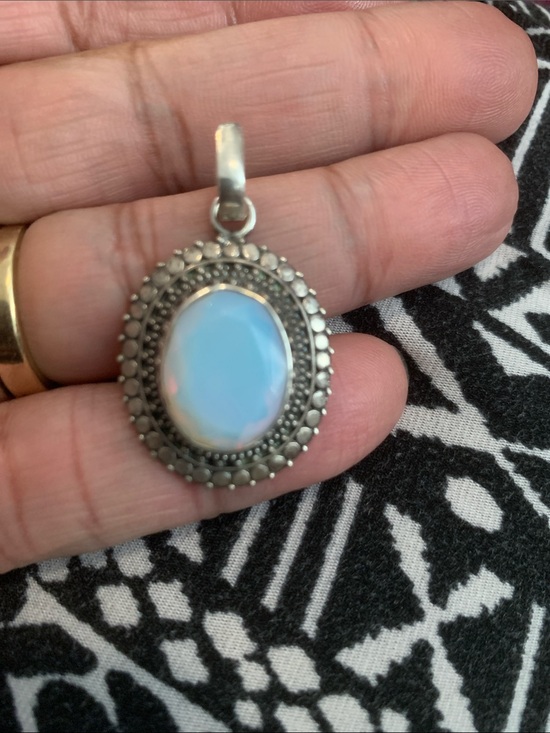 Handmade Jewelry - Vintage Sterling Silver Milky Opal Pendant